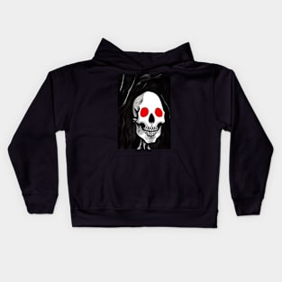 LAUGHING RED EYED SPOOKY HALLOWEEN SKULL Kids Hoodie